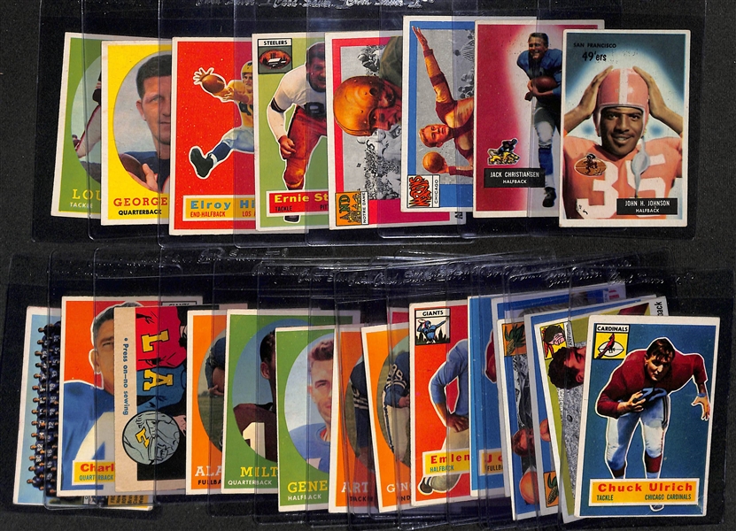 Lot of (26) 1955-1958 Bowman and Topps Football Cards w. 1955 Bowman John Henry Johnson